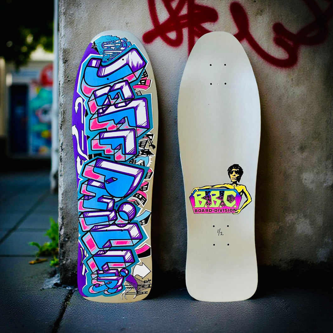 Jeff Phillips GRAFFITI Ultra Limited Edition, Metallic Silver HAND-PAINTED BBC Deck (1 of 2)