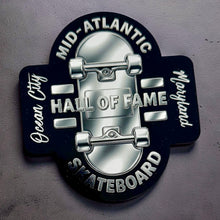 Load image into Gallery viewer, Mid-Atlantic Skateboard Hall of Fame HOLOGRAPHIC Sticker 4”
