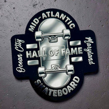 Load image into Gallery viewer, Mid-Atlantic Skateboard Hall of Fame HOLOGRAPHIC Sticker 4”
