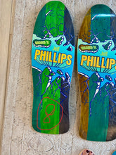Load image into Gallery viewer, BLEMISHED: Jeff Phillips BREAKOUT GLOW-IN-THE-DARK, ONE-OF-A-KIND, HAND PAINTED Decks (1 of 1)
