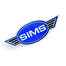 Load image into Gallery viewer, Sims Blue Logo Sticker 6.5”
