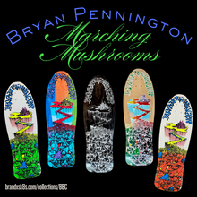 Load image into Gallery viewer, Bryan Pennington Marching Mushrooms "Rider" 9.5”x30” BBC Deck (PRE-ORDER, NOVEMBER)
